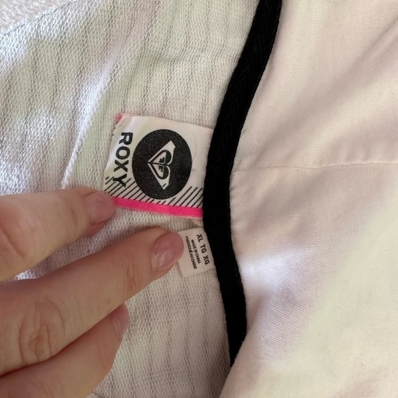 ROXY GRAY & WHITE STRIPED SLEEVELESS RACER BACK HOODIE SIZE XL - Picture 5 of 7